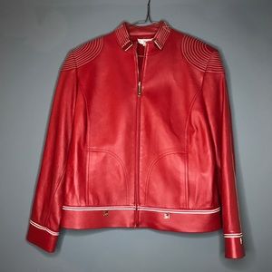 Red leather jacket